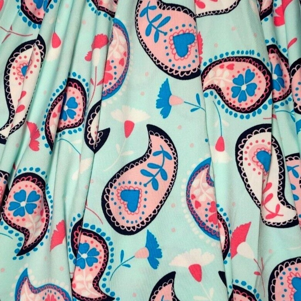 Dot Smile Girls 5 6 Blue Paisley Pink Aqua Cap Sleeve Twirl Dress NWT